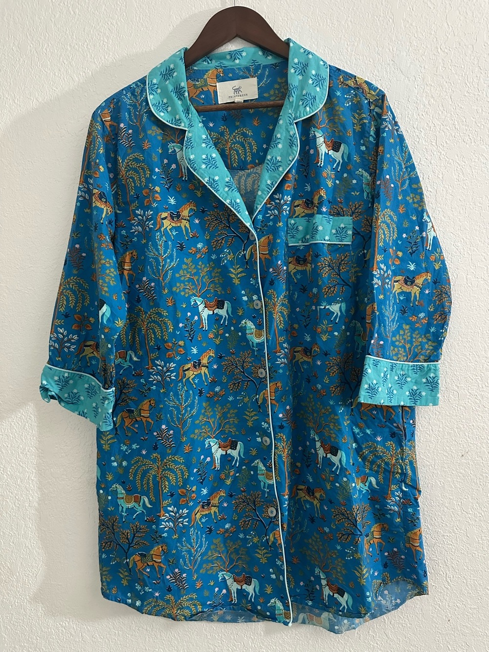 Printfresh Show Pony Organic Cotton Pintuck Nightgown Size M